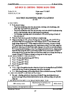 Kế hoạch dạy học Tin học 7 - Bài thực hành tổng hợp của Môdun (4 tiết) - Năm học 2016-2017 - Nguyễn Văn Dũng